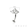 MULTI CZ MARQUISE FLOWER TOP 316L SURGICAL STEEL THREADLESS FLOATING BELLY BUTTON RING